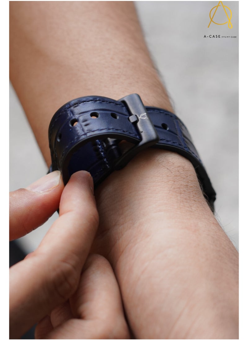 A-CASE - A-Case its My Case Javan Series Genuine Leather Band Compatible with Apple watch Series Ultra 1/2 ,7,6,5,4,3, SE Sizes 42/44/45/49MM B - White - Image 1