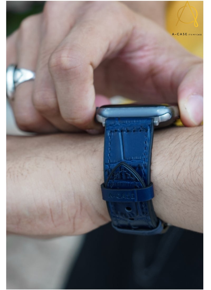 A-CASE - A-Case its My Case Javan Series Genuine Leather Band Compatible with Apple watch Series Ultra 1/2 ,7,6,5,4,3, SE Sizes 42/44/45/49MM B - White - Image 1