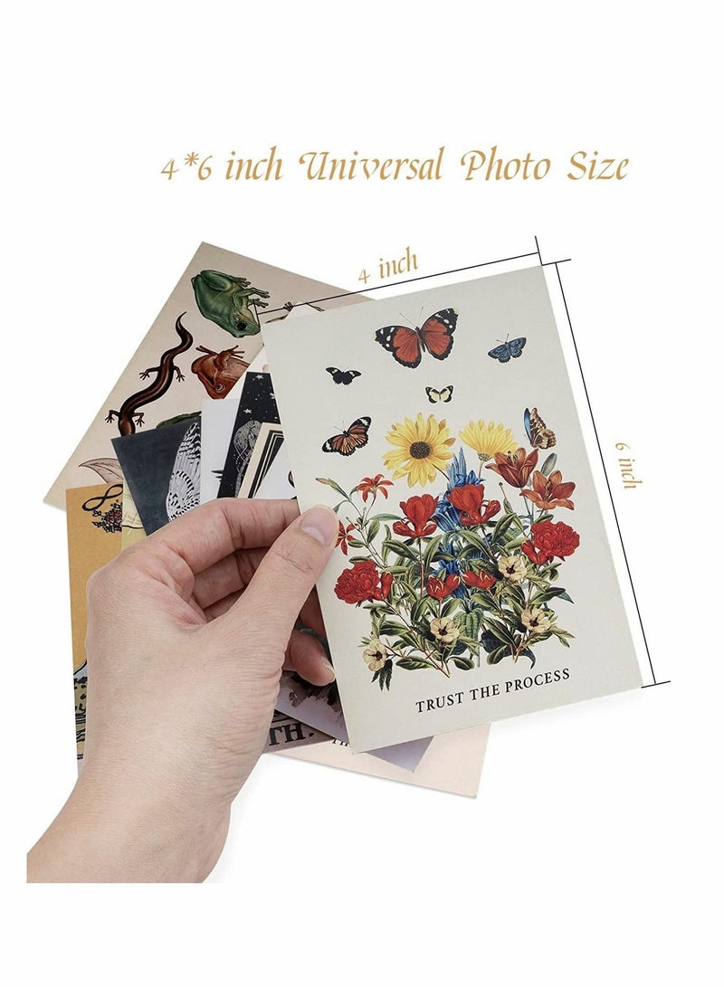 Y&D Vintage Wall Collage Kit Aesthetic Pictures, 70PCS Posters for Room Aesthetic, Cute Dorm Photo Decor Teen Girls, Botanical Art, Printed Sticker Decorative Aesthetics Warm Beige Card  - Image 3