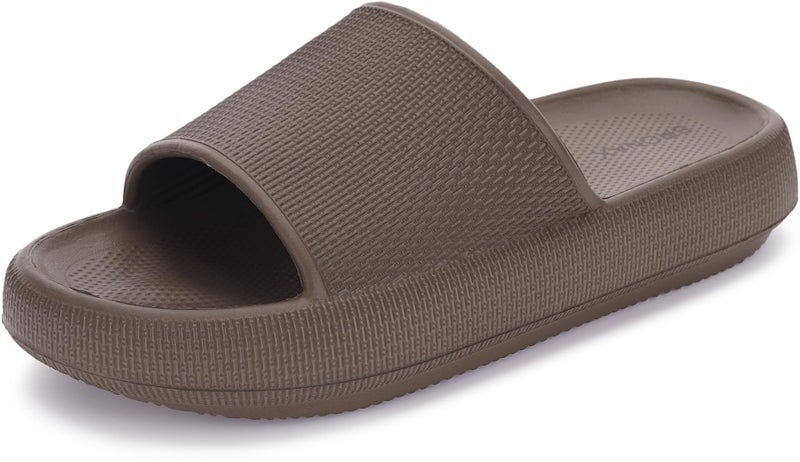 BRONAX Pillow Slippers for Women and Men | House Slides Shower Sandals | Cushioned Thick Sole 37-38 Chocolate - Image 1