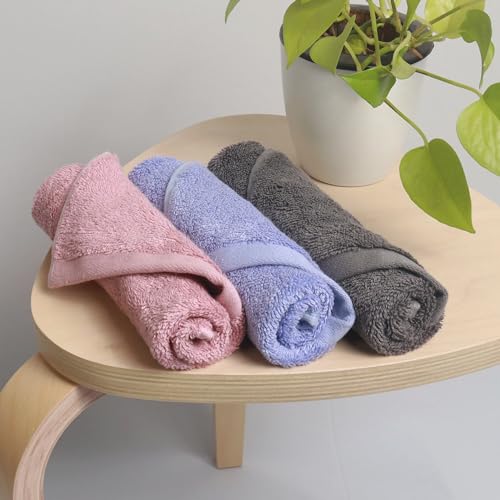 HEELIUM Bamboo Face Towel | Ultra Absorbent & Odour-Free | 3X Softer Than Cotton Towels | 30 x 30 cm - 600 GSM | Pack of 3 - Peach, Grey, iris - Image 1