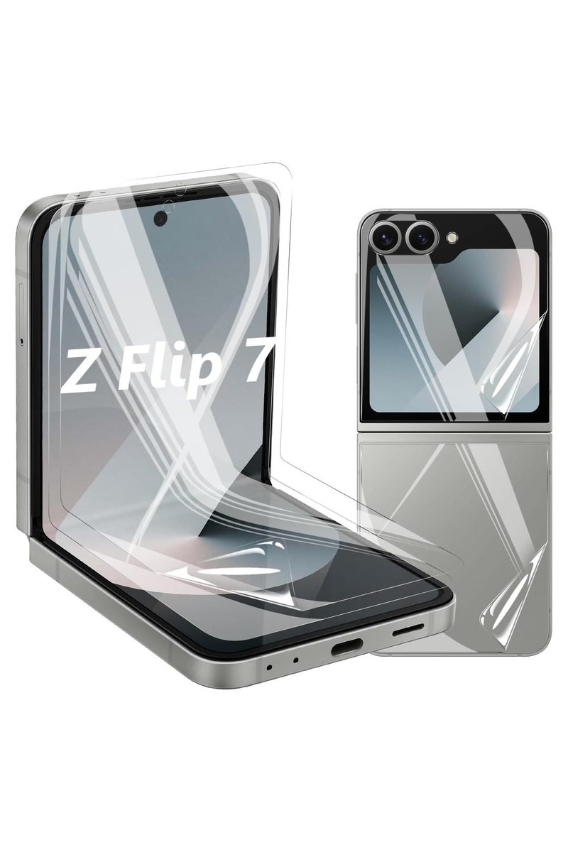 Muzz حماية شاشة لجهاز سامسونج جالاكسي فليب 7 فيلم TPU 2 مجموعات HD واضح مضاد للخدش تغطية كاملة صديقة للحافظة (جالاكسي فليب 7) - Image 1