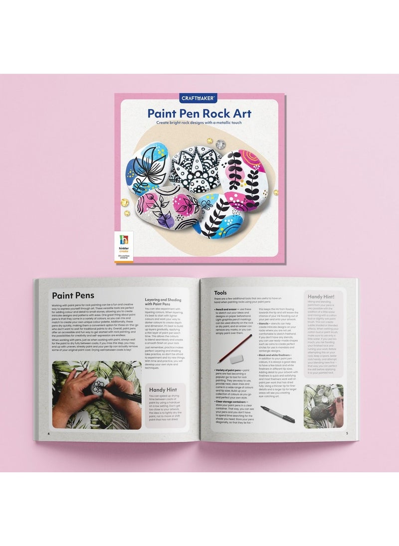 Hinkler - Hinkler Craft Maker Paint Pen Rock Art Kit - DIY Rock Painting Set Includes a 24-page book, 4 rocks, paint pens, a metallic gold pen, a permanent marker, a 5ml pot of white paint and a paintbrush, Rock Art Projects, Custom Painted Stones,  Outdoor Décor - Image 1