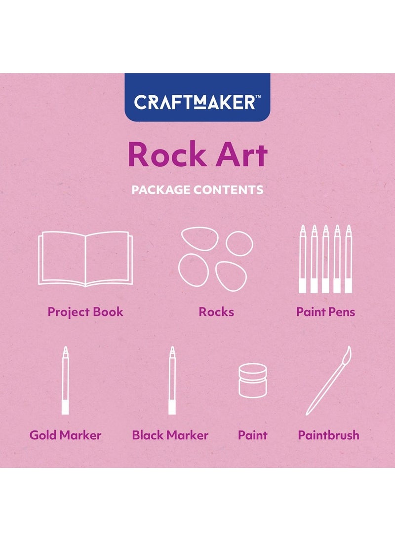 Hinkler - Hinkler Craft Maker Paint Pen Rock Art Kit - DIY Rock Painting Set Includes a 24-page book, 4 rocks, paint pens, a metallic gold pen, a permanent marker, a 5ml pot of white paint and a paintbrush, Rock Art Projects, Custom Painted Stones,  Outdoor Décor - Image 1