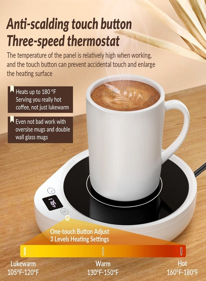 let'me Mug Warmer, Upgrade Coffee Warmer & Cup Warmer for Desk with 3 Temperature Settings, More Hot Coffee Mug Warmer with Timer & 4H Auto Shut Off for Keep Best Flavor for Cocoa, Tea, Water, Milk, Black - Image 2