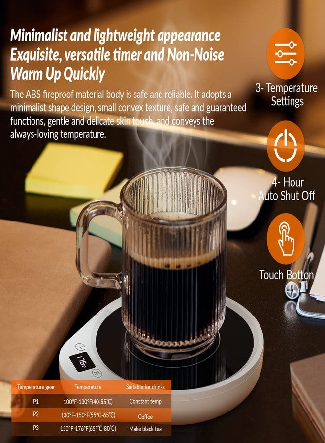 let'me Mug Warmer, Upgrade Coffee Warmer & Cup Warmer for Desk with 3 Temperature Settings, More Hot Coffee Mug Warmer with Timer & 4H Auto Shut Off for Keep Best Flavor for Cocoa, Tea, Water, Milk, Black - Image 3