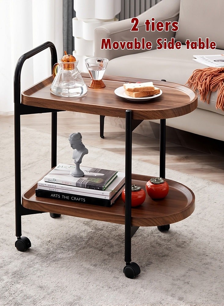 Generic Corner Table Wooden Movable Trolley Coffee Tea Table Side Table Storage Rack Side Cabinet Trolley  - Image 1