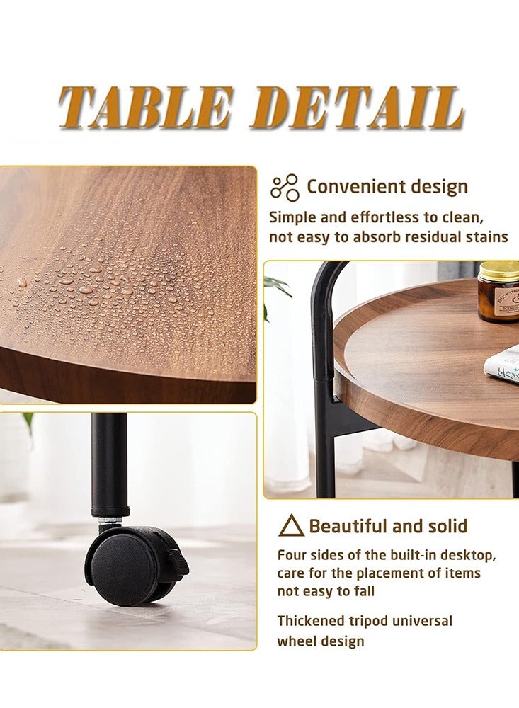 Generic Corner Table Wooden Movable Trolley Coffee Tea Table Side Table Storage Rack Side Cabinet Trolley  - Image 3