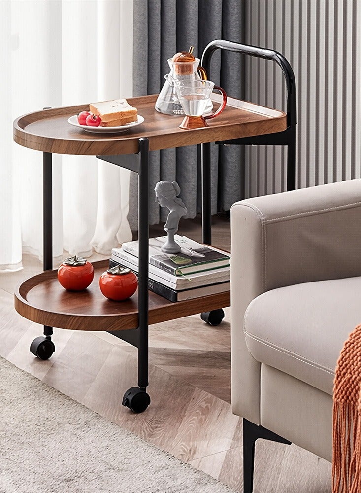 Generic Corner Table Wooden Movable Trolley Coffee Tea Table Side Table Storage Rack Side Cabinet Trolley  - Image 4