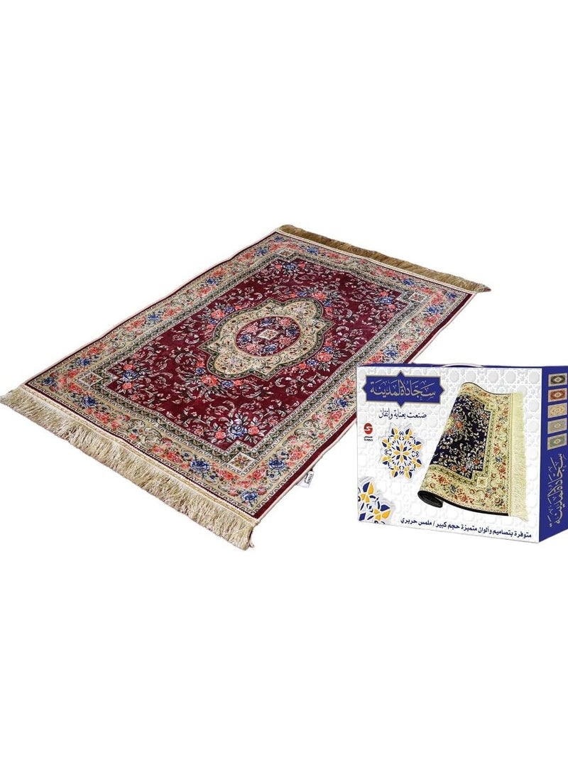 سندس سجادة صلاة المدينة المنورة الفاخرة، الحجم: 79 سم × 120 سم - كستنائي - Image 1