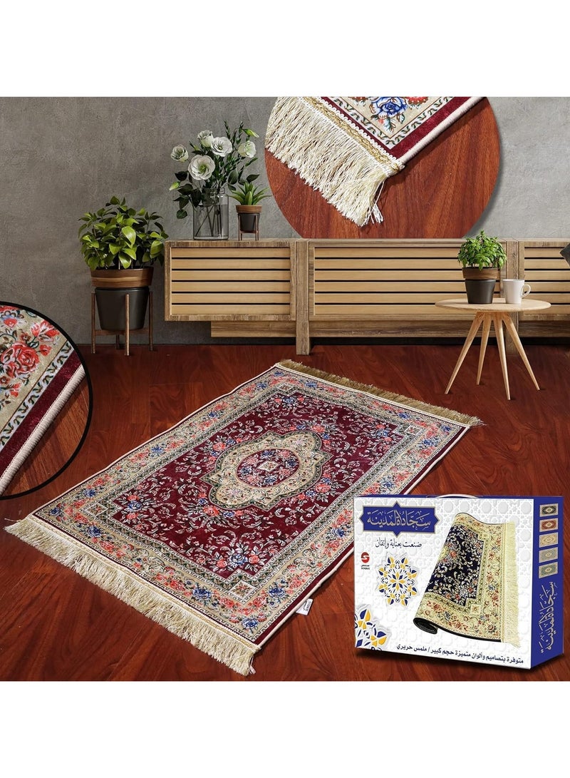 سندس سجادة صلاة المدينة المنورة الفاخرة، الحجم: 79 سم × 120 سم - كستنائي - Image 2