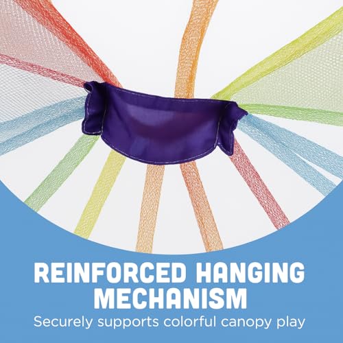 Constructive Playthings - KDK-94 Rainbow Retreat Canopy for Kids, Hanging Multi-Colored Mesh Net for Playroom, Classroom, or Bedroom - Image 3