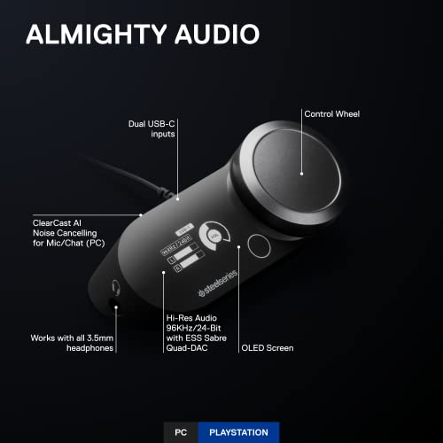SteelSeries GameDAC Gen 2 Hi-Res Audio Amplifier - ESS Sabre Quad-DAC - AI Noise Cancellation - 360° Spatial Audio - Hi-Res Certified - PC, PS5, PS4 - Image 3