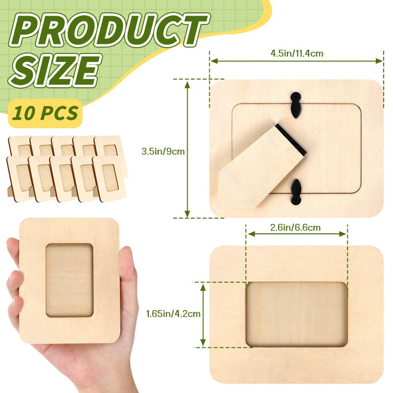 VOKOY 10 Pack Small Wooden Picture Frames for Crafts, 2" x 3" Photos DIY Wood Picture Frame Mini Unfinished Standing Photo Frames Crafts Wood Decorate for Birthday Party Valentine's Day Gifts - Image 2