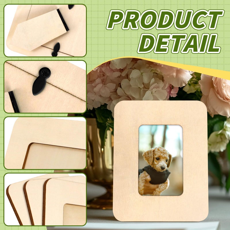 VOKOY 10 Pack Small Wooden Picture Frames for Crafts, 2" x 3" Photos DIY Wood Picture Frame Mini Unfinished Standing Photo Frames Crafts Wood Decorate for Birthday Party Valentine's Day Gifts - Image 3