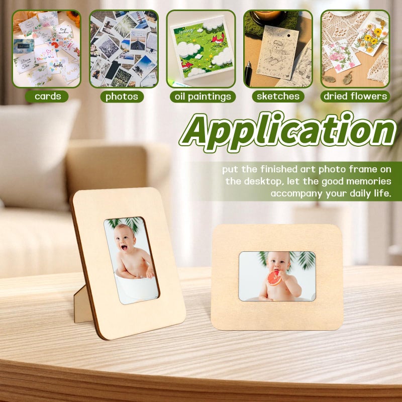 VOKOY 10 Pack Small Wooden Picture Frames for Crafts, 2" x 3" Photos DIY Wood Picture Frame Mini Unfinished Standing Photo Frames Crafts Wood Decorate for Birthday Party Valentine's Day Gifts - Image 4