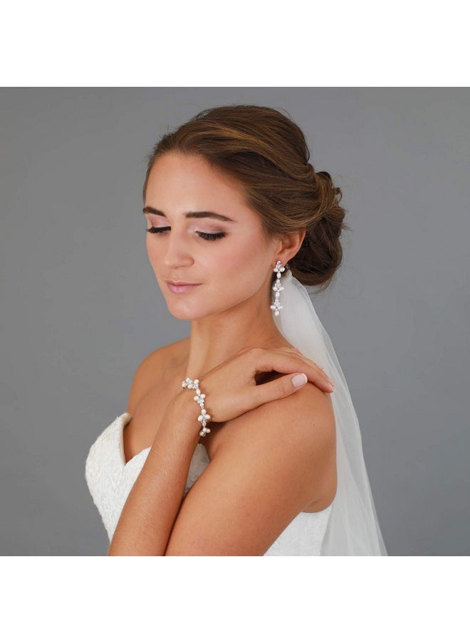 Mariell Freshwater Pearl Bridal Bracelet, 7 1/8" Plus 1/2" Extender, Wedding, Prom Jewelry Gift For Women  - Image 2