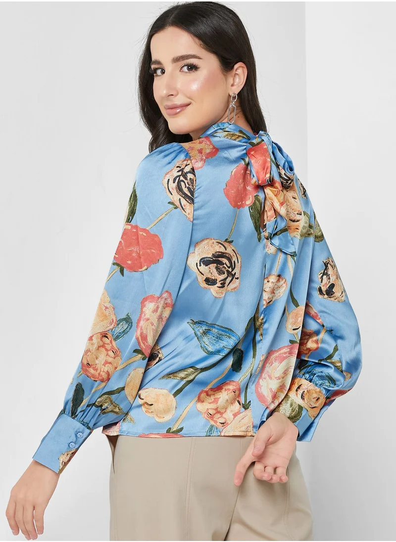 VERO MODA Floral Printed Round Neck Top