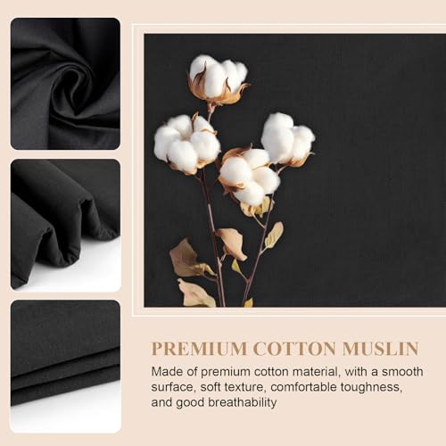 PEASUG 100% Cotton Muslin Fabric, 59 Inch X 2 Yards Muslin Fabric by The Yard, Medium Weight Draping Fabrics Suitable for Sewing Embroidery, Garments, Crafts Material-Black - Image 4