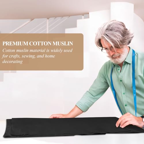 PEASUG 100% Cotton Muslin Fabric, 59 Inch X 2 Yards Muslin Fabric by The Yard, Medium Weight Draping Fabrics Suitable for Sewing Embroidery, Garments, Crafts Material-Black - Image 5