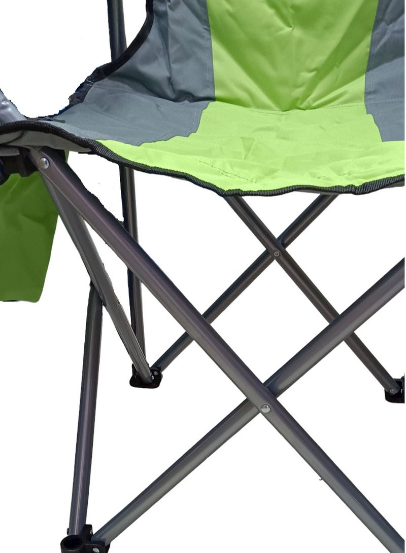 GO2CAMPS Premium Foldable Camping Chair with Cup Holder | Heavy-Duty Steel Frame, 150 KG Weight Capacity | Lightweight, Compact Outdoor Chair for Desert Camping, Beach, Picnic, Travel, Trip & Fishing [ GREEN ] - Image 5