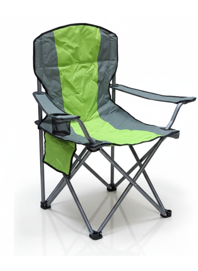 GO2CAMPS Premium Foldable Camping Chair with Cup Holder | Heavy-Duty Steel Frame, 150 KG Weight Capacity | Lightweight, Compact Outdoor Chair for Desert Camping, Beach, Picnic, Travel, Trip & Fishing [ GREEN ] - Image 1