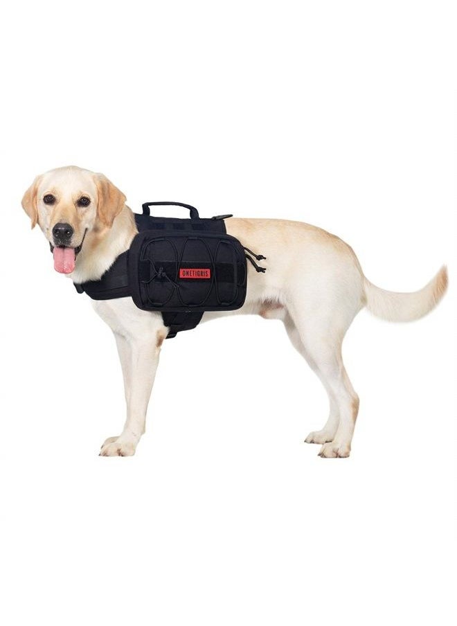 OneTigris - Dog Backpack for Medium & Large Dogs, Nylon Backpack for Dogs Tactical Pet Backpack with Side Pockets for Hiking Walking Training Running (Black, Large) - Image 1