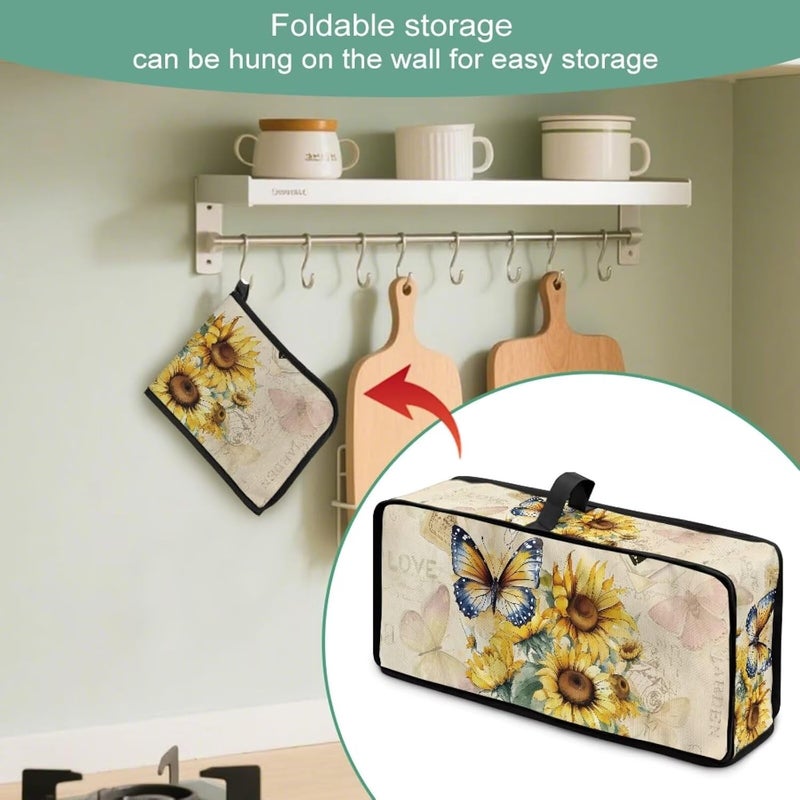 ZDCUSTOM Sunflower Butterfly 2 Slice Toaster Dust Cover Long Slot Slim Bread Toaster Oven Dustproof Cover Kitchen Bakeware Protector - Image 5
