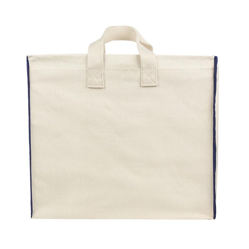 SHIBUI Canvas Reinforced Cotton Handles with Multipurpose Clothes Storage Organizer & Grocery vegetable shopping and Covers Zip Bags. (Navy, Pack of 2) - Image 3