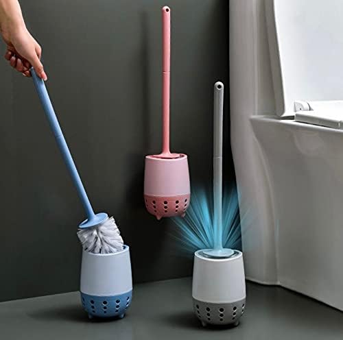 Zollyss Toilet Bowl Brush Holder Set: Wall Mounted Bathroom Deep Cleaning Toilet Cleaner Scrubber with Soft Bristle for Dead Corner Clean, 1 Pc (Random Color) - Image 1