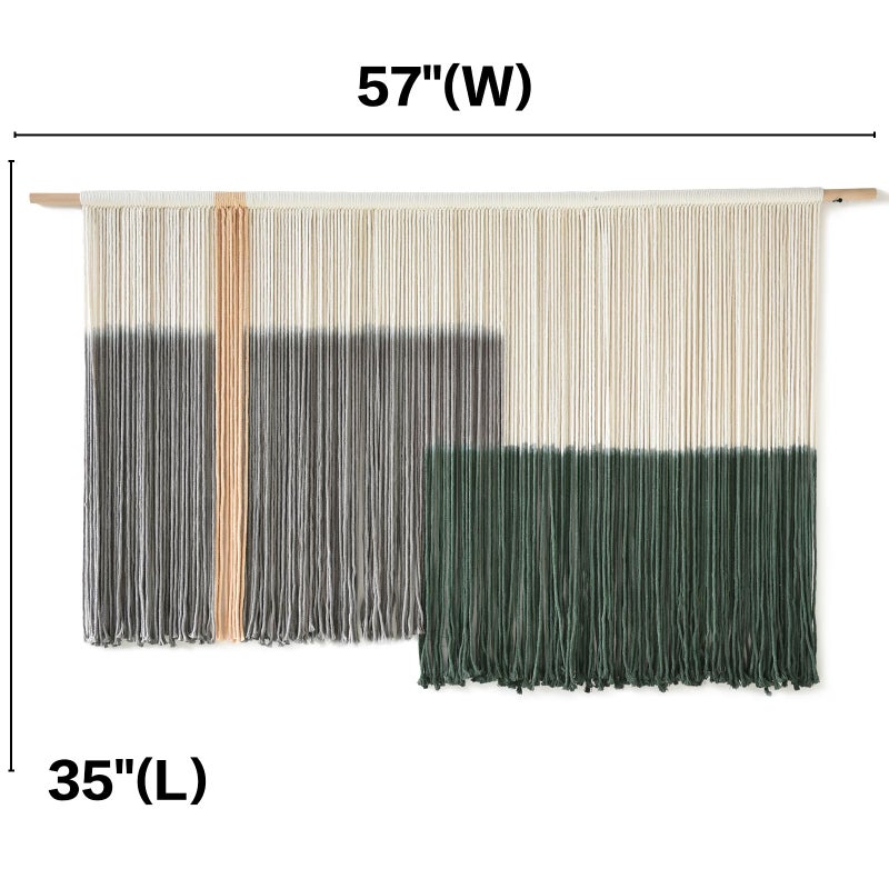 Flber Macrame Wall Hanging Green Large Dip Dye Fiber Wall Art Bohemian Yarn Tapestry Wall DÃ©cor 57''W*35''L - Image 5