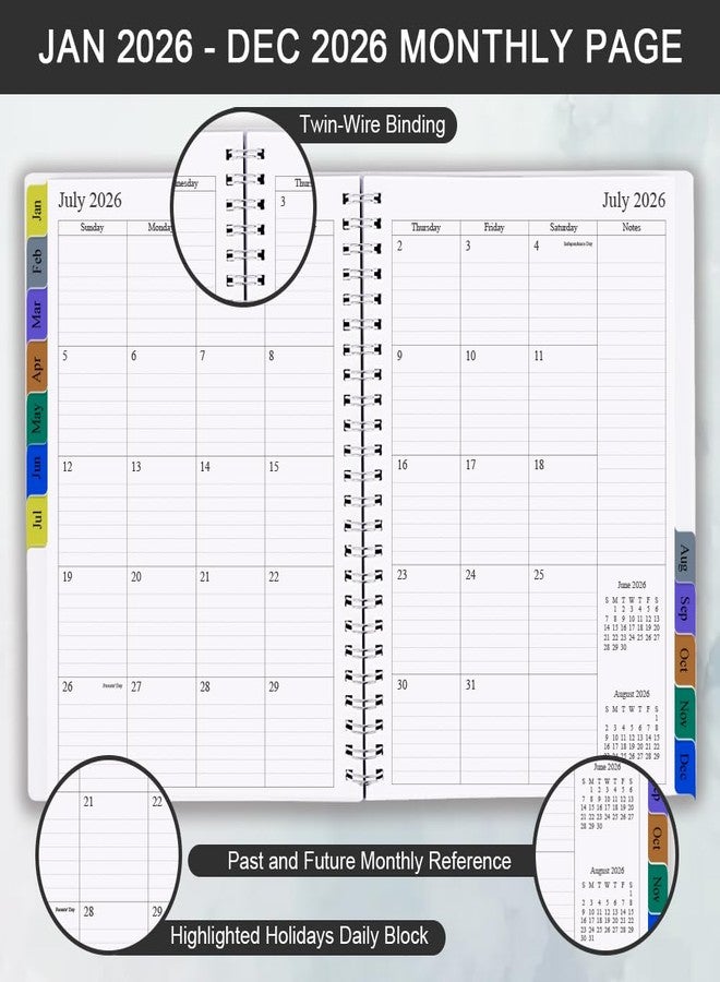 Getvow 2026 Planner - Planner 2026 for Women & Men, January 2026 - December 2026, Monthly and Weekly Calender Planner with 12 Monthly Tabs, 6.4" x 8.5", Black - Image 2