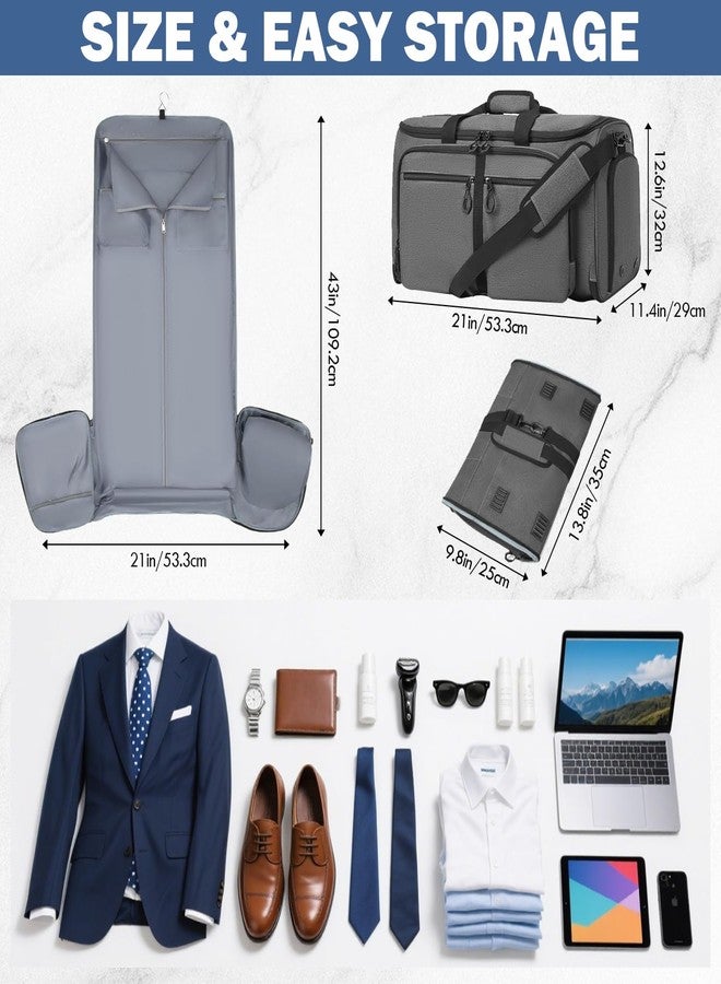 HAMBOLY Convertible Garment Duffle Bags for Travel, Garment Bag with Shoe & Laptop Compartment, 2 in 1 Carry on Suit Garment Bags for Men Women, All in One Hanging Suit Travel Bag for Airplanes, 55L - Image 2