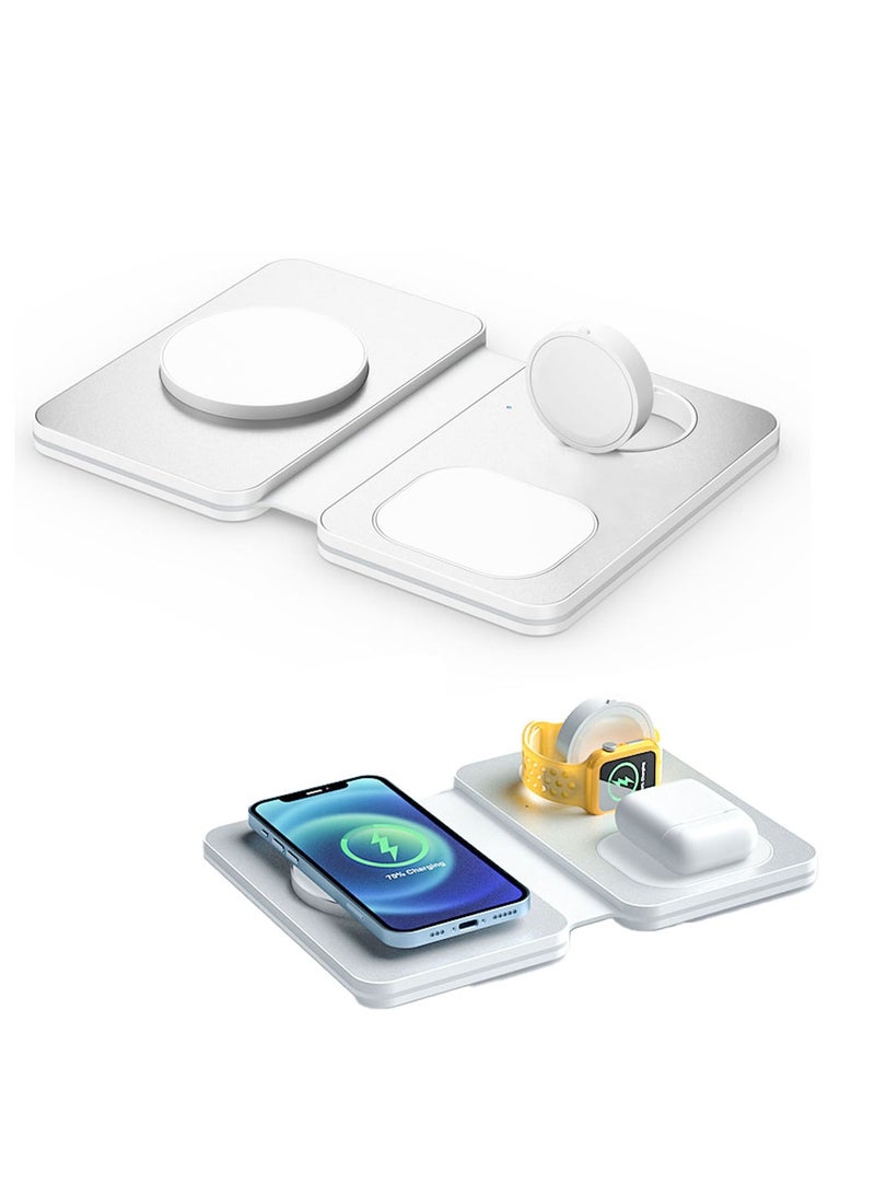 KASTWAVE 3 in 1 Wireless Charging Station, Foldable Travel Wireless Charger for iPhone Series, Mag-Safe Charger Stand for iWatch Series, Apple Charging Station for AirPods - Image 1