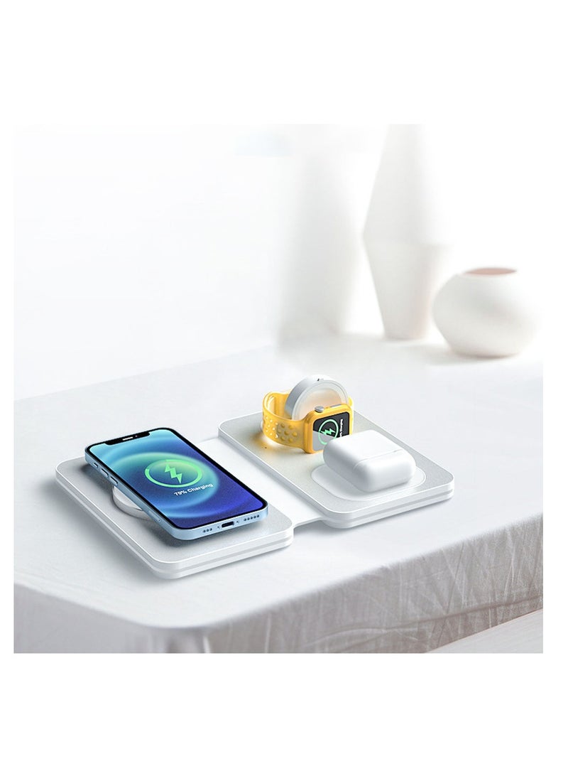KASTWAVE 3 in 1 Wireless Charging Station, Foldable Travel Wireless Charger for iPhone Series, Mag-Safe Charger Stand for iWatch Series, Apple Charging Station for AirPods - Image 3