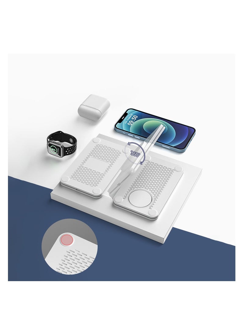 KASTWAVE 3 in 1 Wireless Charging Station, Foldable Travel Wireless Charger for iPhone Series, Mag-Safe Charger Stand for iWatch Series, Apple Charging Station for AirPods - Image 4