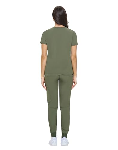 Natural Uniforms Womens Essential Cool Stretch Jogger Scrub Set (Olive, Large) - Image 3