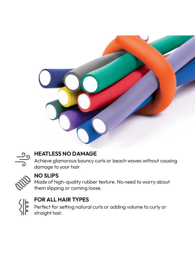 Red by Kiss Flexi Rods Heatless Hair Curler For 90S Glamorous Bouncy Curls Beach Waves No Slips Sleep Styler 10" Length (3/4" Diameter) - Image 5