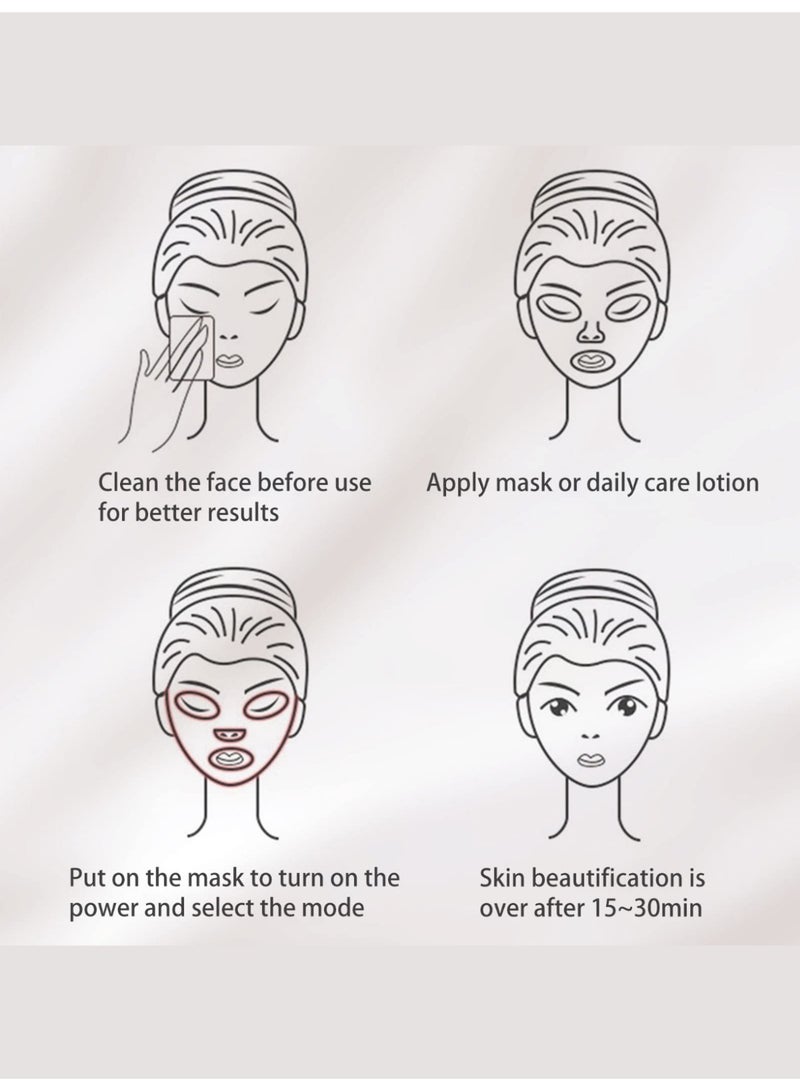 7 Colours Light Therapy Anti-Aging and Acne Treatment Mask, 7-1 Colors LED Facial Skin Care Mask,  LED Face Mask, LED Face Mask for Face, Skin Rejuvenation, Face Skin Treatment Against Acne, Wrinkles and Anti-Ageing for Home & Travel - Image 5