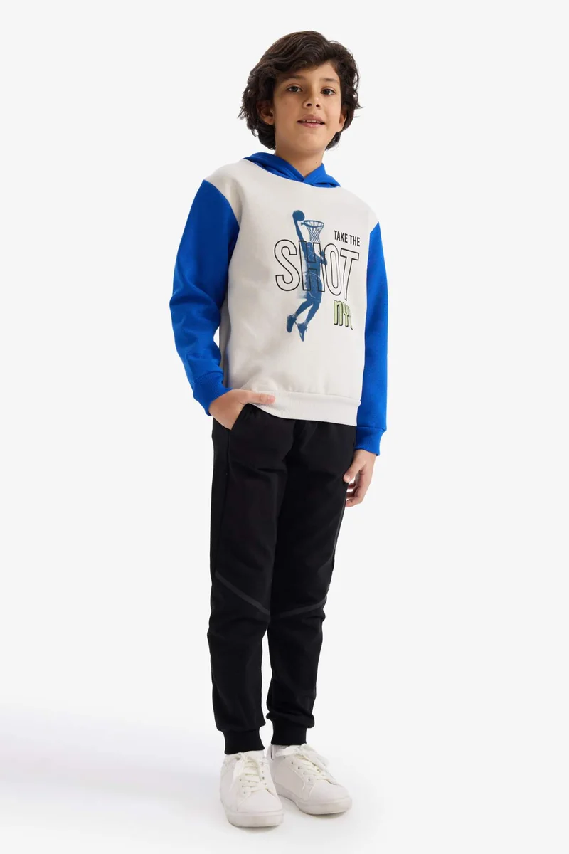 ديفاكتو Boy New Regular Fit Hooded Printed Soft Lining Sweatshirt