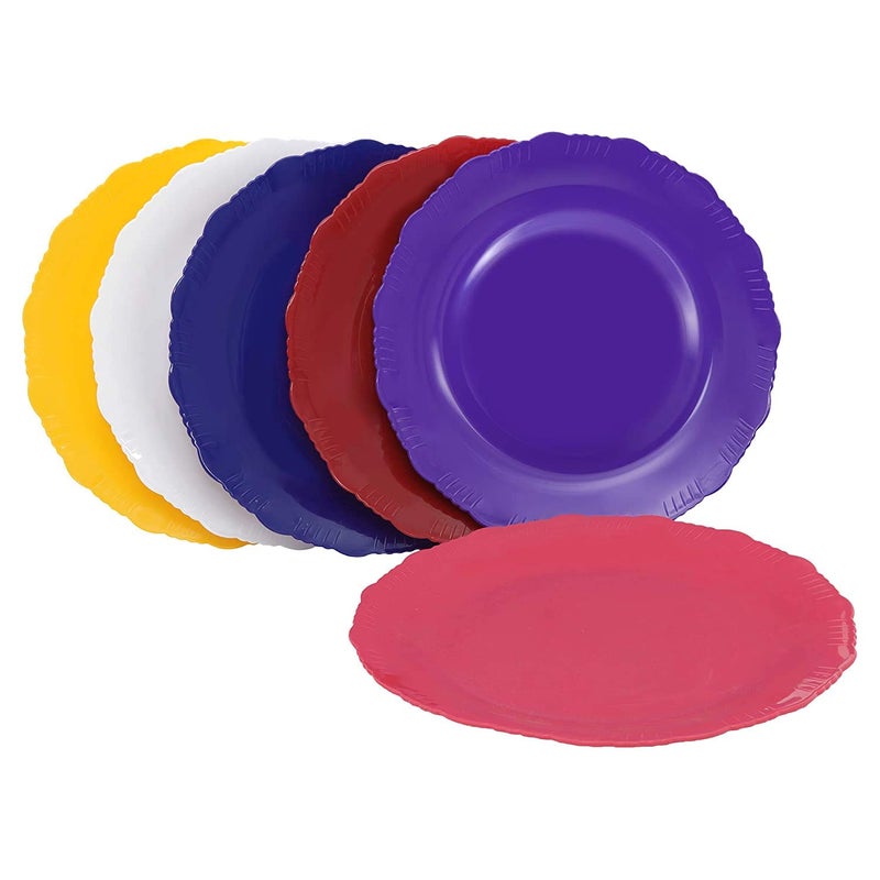 Cutting EDGE Round Colorful Set of Dinner Plates for Families Daily Use Parties Unbreakable Kid Friendly Microwave Safe Dishwasher Safe Mix Set of 6 - Image 1