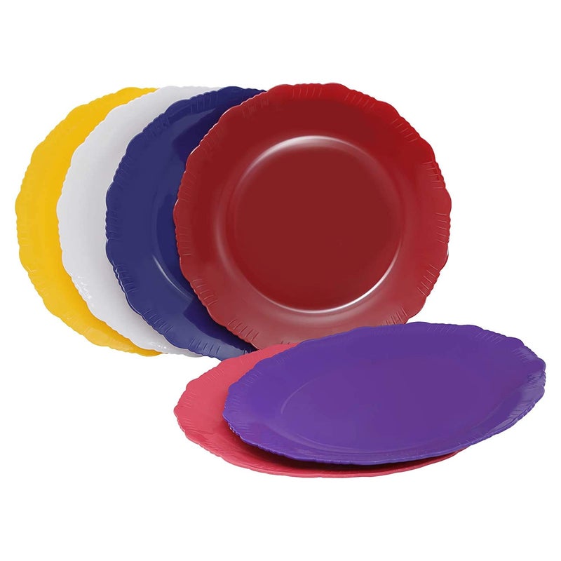 Cutting EDGE Round Colorful Set of Dinner Plates for Families Daily Use Parties Unbreakable Kid Friendly Microwave Safe Dishwasher Safe Mix Set of 6 - Image 3