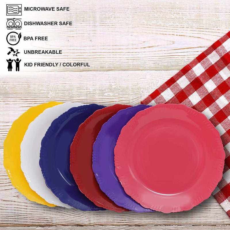 Cutting EDGE Round Colorful Set of Dinner Plates for Families Daily Use Parties Unbreakable Kid Friendly Microwave Safe Dishwasher Safe Mix Set of 6 - Image 2