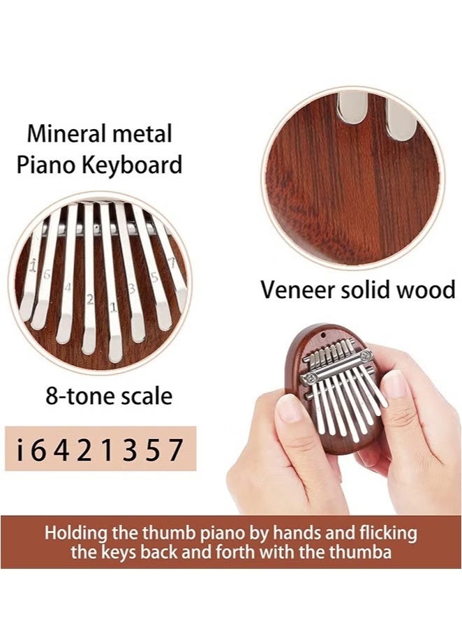 Generic Mini Thumb Piano 8 Keys Wooden Finger Piano With Lanyard, Musical Instrument, Gift For Valentine's Day, Perfect For Adult Beginners & Music Lovers  - Image 4