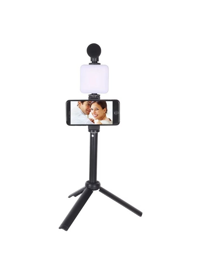 AY-49T Flexible Phone Tripod Vlogging Kit - All In One Content Creator Set with Microphone, LED Fill Light & Adjustable Smartphone Holder - Image 1