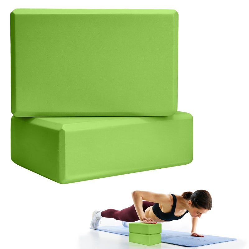 Septo 2 Pcs Yoga Blocks 9x6x3 Foam Blocks Yoga Props for Pilates Stretching and Meditation Exercise Blocks Lightweight Yoga Essentials Green - Image 2