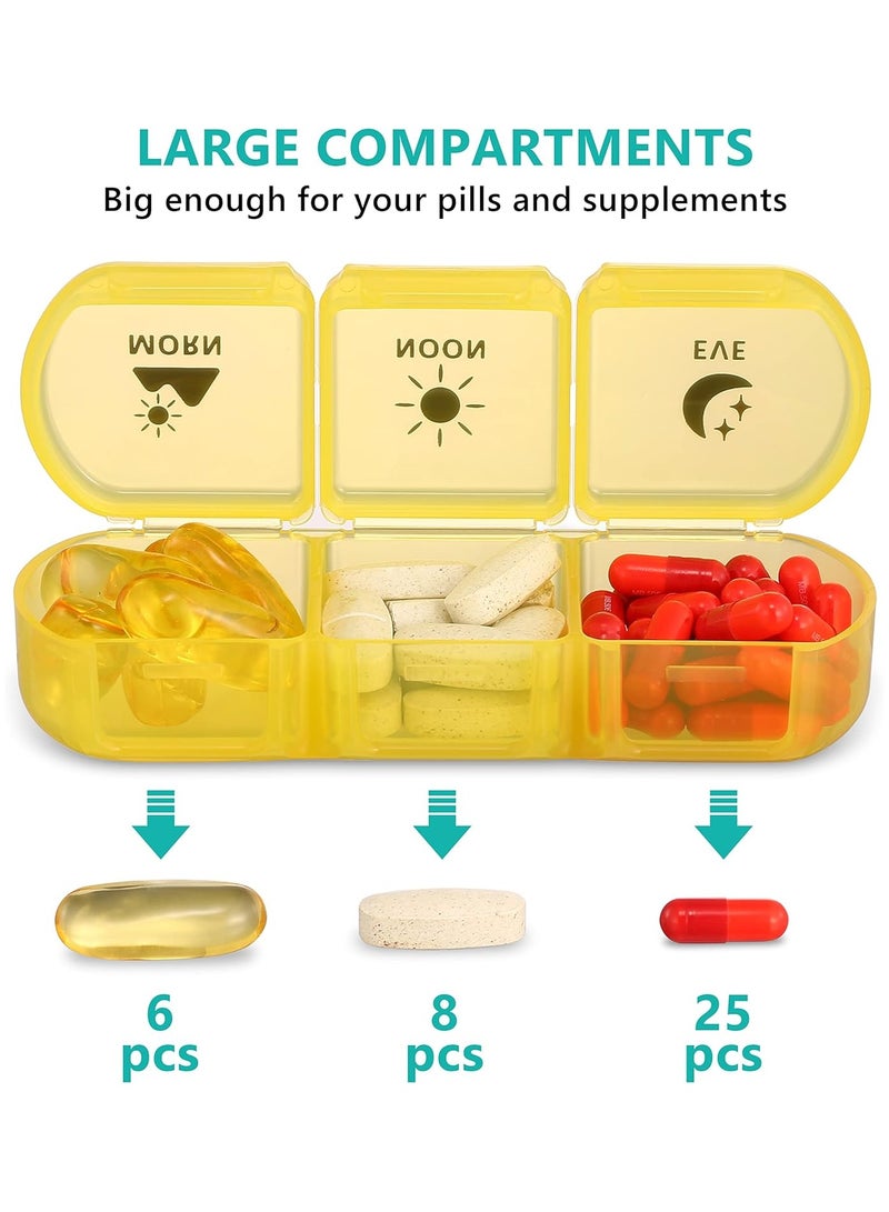 اترجسز منظم الطب السفر المحمول 3 مرة 7 أيام ، منظم حبوب الخفيفة ، صندوق حبوب الكبيرة 21x ، حالة صندوق الطب اليومي الأسبوعي ، منظم صندوق الفيتامين (قوس قزح أسود) - Image 3