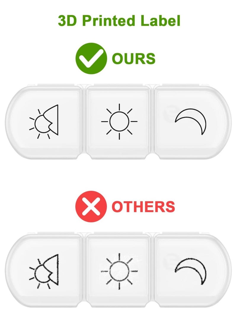 اترجسز منظم الطب السفر المحمول 3 مرة 7 أيام ، منظم حبوب الخفيفة ، صندوق حبوب الكبيرة 21x ، حالة صندوق الطب اليومي الأسبوعي ، منظم صندوق الفيتامين (قوس قزح أسود) - Image 5