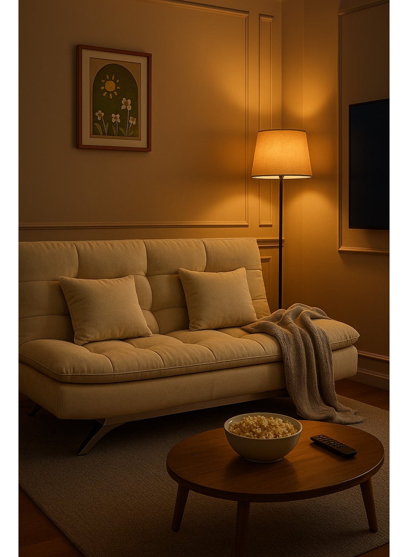 Harmony Home Suede Fabric Sofa Bed – Modern Folding Convertible Sofa Bed with Pillow, Compact Space-Saving Design for Living Room, Apartment, Dorm & Office - Off White - Image 5