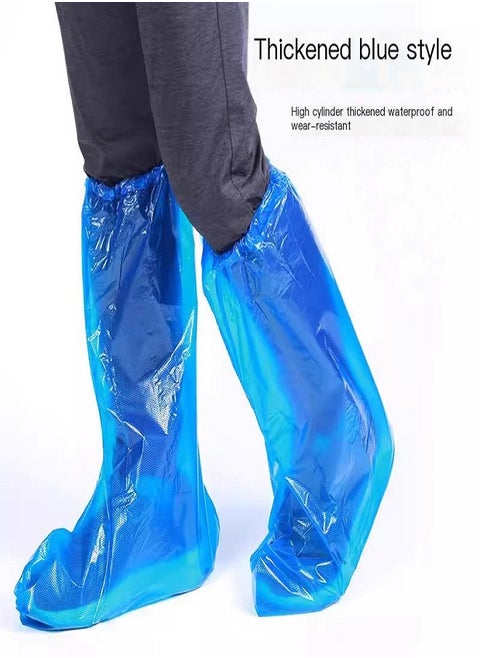 Disposable waterproof shoe cover, rainproof foot cover on rainy days, plastic thickened wear-resistant , high and long tube,Suitable for any shoe, suitable for many scenarios, universal size,5 PCS